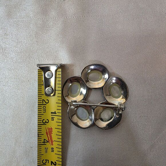 Vintage Sterling Silver Mother Of Pearl Flower - Picture 11 of 11